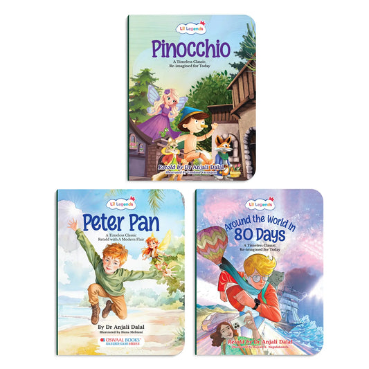 Lil Legends Timeless Classics Re-Imagined for Today | Set of 3 Story Books | Pinocchio, Peter Pan and More | Vocabulary, Imagination and Value Booster Stories | For Age 7+ 
