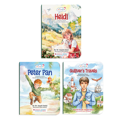 Lil Legends Timeless Classics Re-Imagined  for Today | Set of 3 Story Books | Heidi, Peter Pan and Gulliver's Travels | Vocabulary, Imagination and Value Booster Stories | For Age 7+ f 
