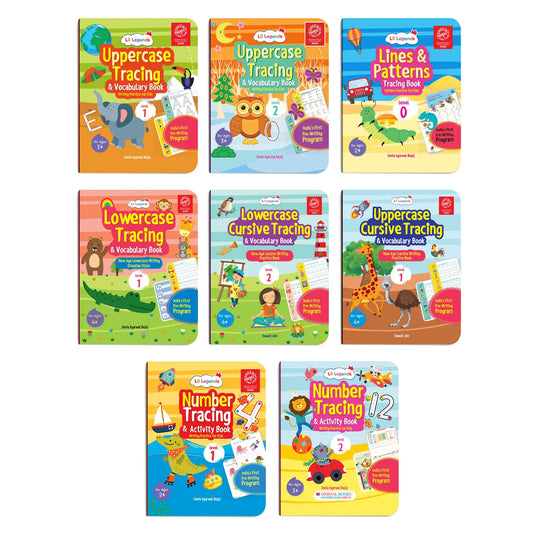 Lil Legends Complete Handwriting Journey | 8 Books | Lines and Patterns to Cursive | Uppercase, Lowercase and Number Tracing | India's First Pre-Writing Programme | Age 2+ 