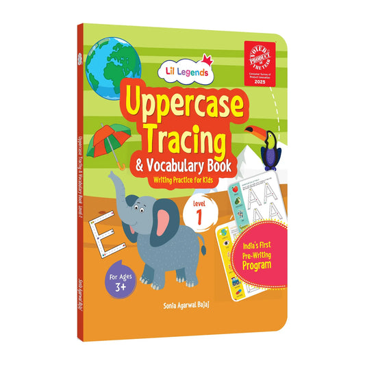 Lil Legends Writing Books Uppercase Tracing and Vocabulary Book  Level 1 for Kids | India's First Pre-writing Program | Workbook with Smart Dot Guidance | For Nursery/LKG/UKG |  Age 3+ 