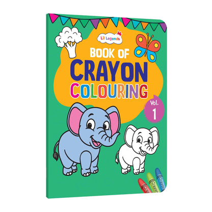 Lil Legends Crayon Colouring Book Vol 1 for Kids | Bold Outlines and Simple Designs | Animals, Birds and More | Fun Colouring Activity Book | For Nursery/LKG | Age 2+ 