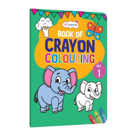 Lil Legends Crayon Colouring Book Vol 1 for Kids | Bold Outlines and Simple Designs | Animals, Birds and More | Fun Colouring Activity Book | For Nursery/LKG | Age 2+ 