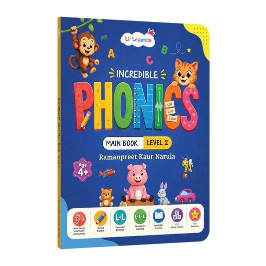Lil Legends Incredible Phonics Level 2 Main Book for Kids | CVC Words, Short Vowels, 2 and 3 Letter Blending | Early Reading Foundation | Phonics Workbook | For UKG/ Class 1 | Age 4-6 