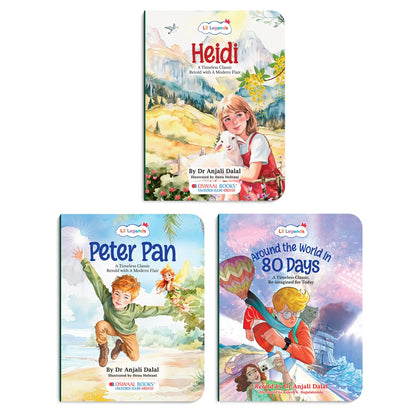Lil Legends Timeless Classics Re-Imagined  for Today | Set of 3 Story Books | Heidi, Peter Pan and Around the World in 80 Days | Vocabulary, Imagination and Value Booster Stories | For Age 7+ 