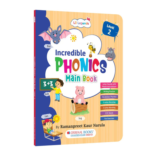 Lil Legends Incredible Phonics Level 2 Main Book for Kids | CVC Words, Short Vowels, 2 and 3 Letter Blending | Early Reading Foundation | Phonics Workbook | For UKG/ Class 1 | Age 4-6 