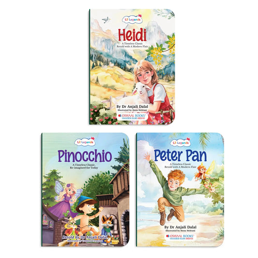 Lil Legends Timeless Classics Re-Imagined  for Today | Set of 3 Story Books | Heidi, Pinocchio and Peter Pan | Vocabulary, Imagination and Value Booster Stories | For Age 7+ 