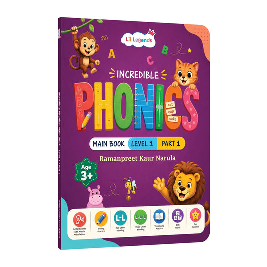 Lil Legends Incredible Phonics Level 1 Part 1 Main Book for Kids | Letter Sounds, Tracing, Writing and Fun Activities | Beginner Phonics Workbook | For Nursery/LKG |  Age 3-5 