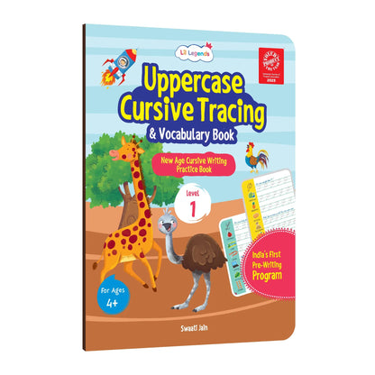 Lil Legends Uppercase Cursive Tracing & Vocabulary Workbook for Kids | Level 1 Handwriting Practice Book | Learn Letter Formation & Improve Writing Skills | Age 4+ 