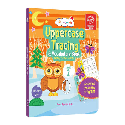 Lil Legends Writing Books Uppercase Tracing and Vocabulary Book  Level 2 for Kids | India's First Pre-writing Program | Workbook With Smart Dot Guidance | For Nursery/LKG/UKG | Age 3–5 
