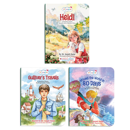 Lil Legends Timeless Classics Re-Imagined for Today | Set of 3 Story Books | Heidi, Gulliver's Travels and More | Vocabulary, Imagination and Value Booster Stories | For Age 7+ 