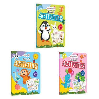 Lil Legends Books of Activities for Age 3+, 4+ and 5+ | Set of 3 Books | Puzzles, reasoning, Colouring, Counting, Matching and More | Early Learning Workbook | For UKG/Class 1 