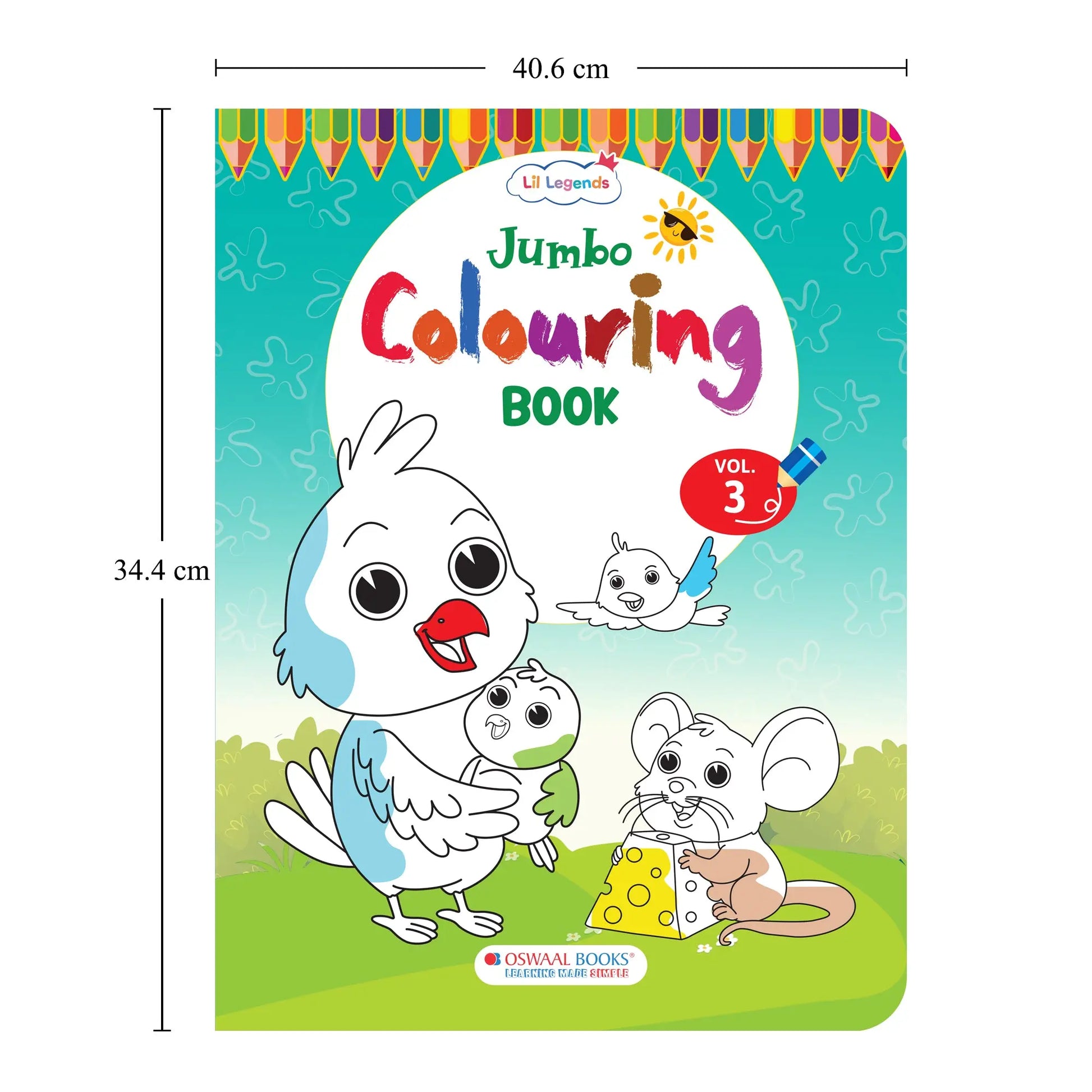 Lil Legends Jumbo Colouring Book Vol 3 for Kids | Bold Outlines and Fun Designs | Nature, Animals and Fun Scenes | Big Size Colouring Activity Book | For Toddlers/LKG/UKG | Age 5+ 