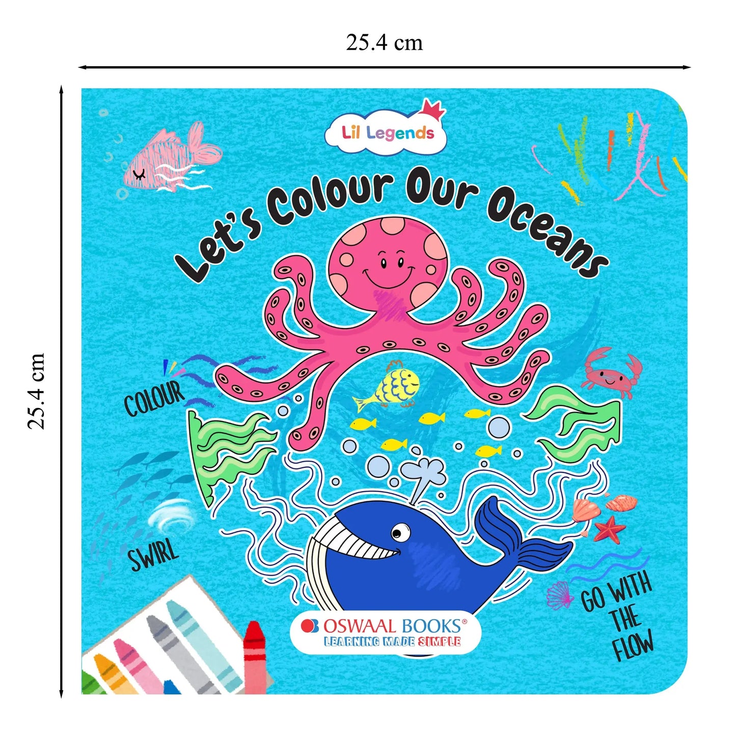 Lil Legends Let's Colour Set of 6 Colouring Books | Animals, Toys, Dreams, Dragons, Nature and Oceans | Travel-Friendly Hardboard Support | For UKG/Primary | Age 4+ 
