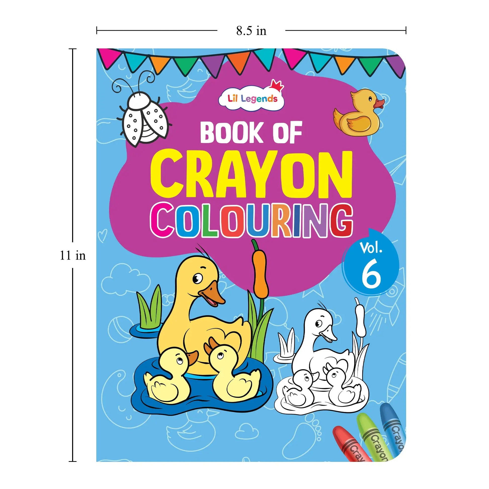 Lil Legends Book Of Crayon Colouring for Kids | Builds Focus, Creativity and Colour Recognition | Colouring Activity Book with Detailed Designs | For UKG/Class 1 | Age 5+ 