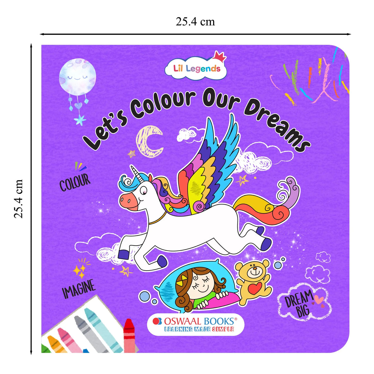 Lil Legends Let's Colour Set of 3 Colouring Books | Toys, Dreams and Nature | Travel-Friendly Hardboard Support | Boosts Focus and Creativity | For UKG/Primary | Age 4+ 