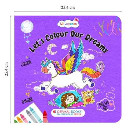 Lil Legends Let's Colour Set of 3 Colouring Books | Toys, Dreams and Nature | Travel-Friendly Hardboard Support | Boosts Focus and Creativity | For UKG/Primary | Age 4+ 
