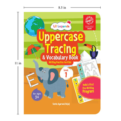 Lil Legends Writing Books Set of 4 Books | India's First Pre-Writing Program | Patterns, Numbers and Uppercase Tracing, Fun Activities and Vocabulary | For Nursery/LKG/UKG | Age 2–5 