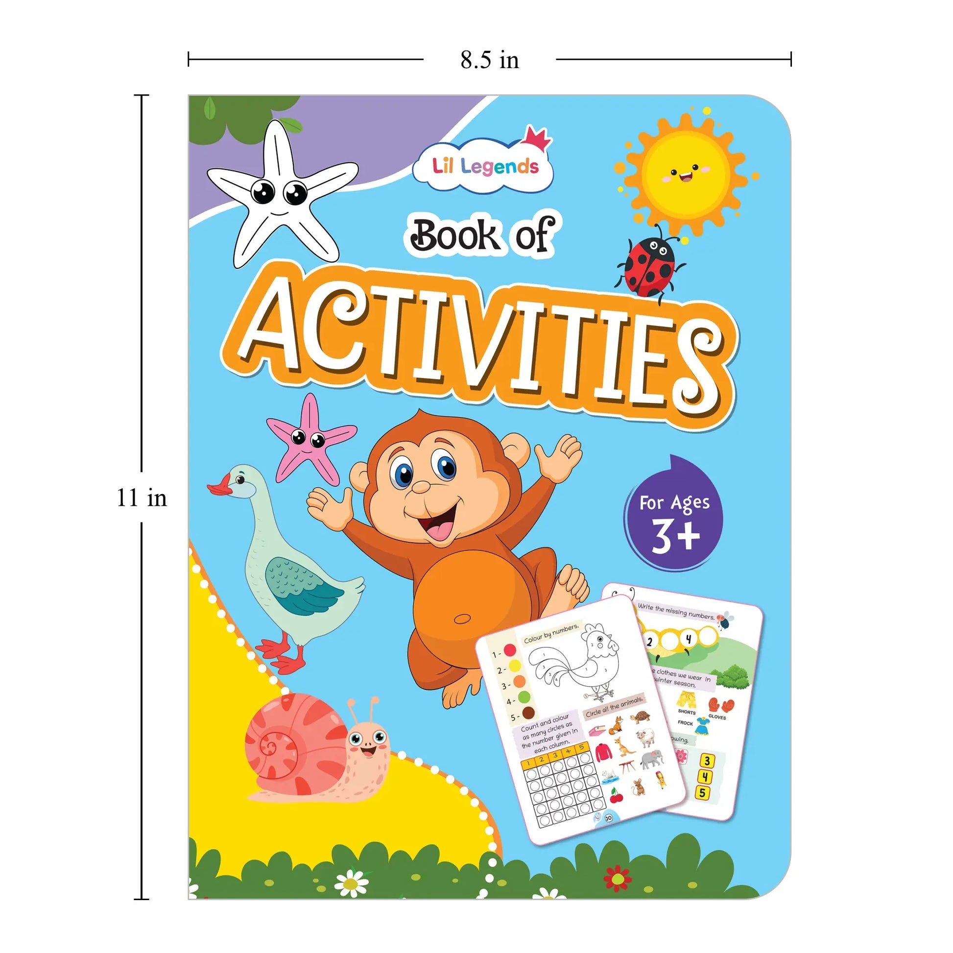 Lil Legends Books of Activities for Age 3+, 4+ and 5+ | Set of 3 Books | Puzzles, reasoning, Colouring, Counting, Matching and More | Early Learning Workbook | For UKG/Class 1 