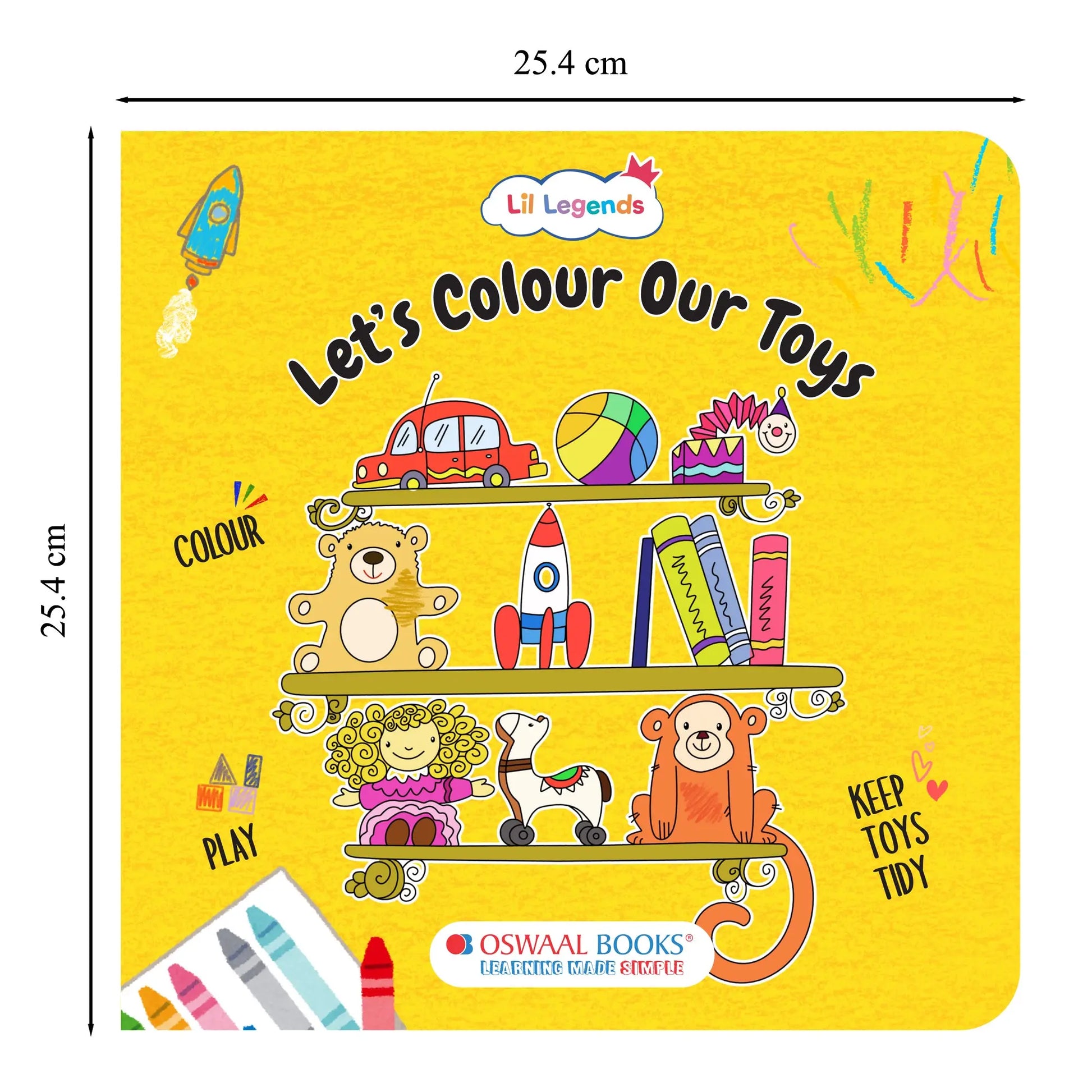 Lil Legends Let's Colour Set of 2 Colouring Books | Toys and Oceans | Travel-Friendly Hardboard Support | Boosts Focus and Creativity | For UKG/Primary | Age 4+ 