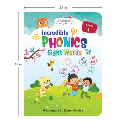 Lil Legends Incredible Phonics Level 1 Sight Words Book for Kids | High Frequency Words and CVC Words | English Reading and Activity Book | For Nursery/LKG |  Age 3-5 