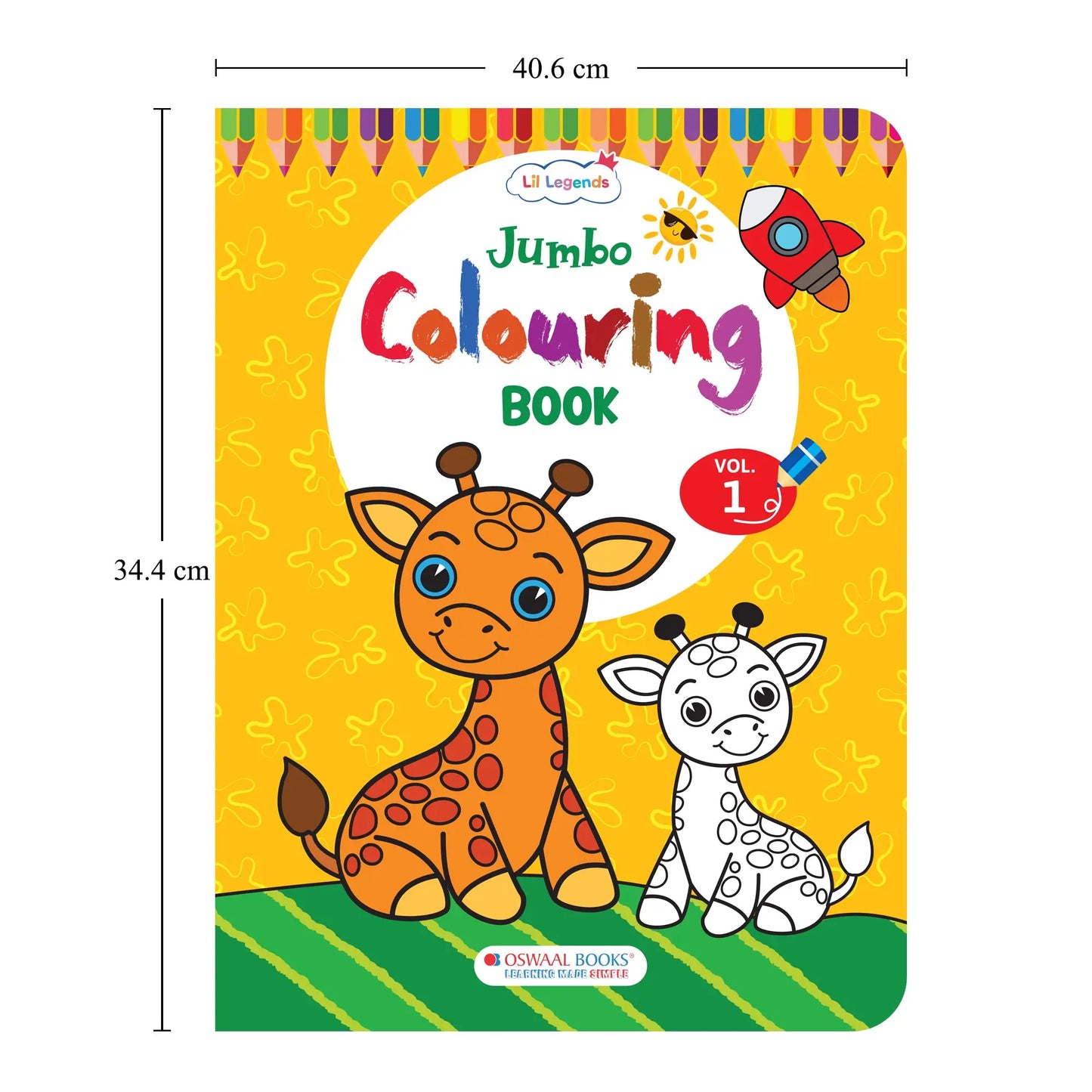 Lil Legends Jumbo Colouring Book Vol 1 for Kids | Bold Outlines and Fun Designs | Animals and Birds | Big Size Colouring Activity Book | For Nursery/LKG | Age 3+ 