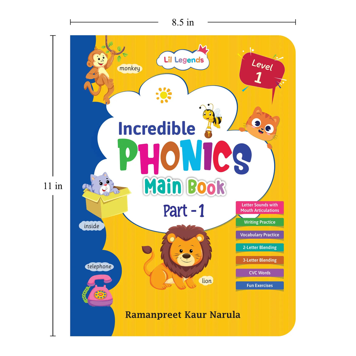 Lil Legends Incredible Phonics Level 1 Main Book Part 1, Part 2 and Sight Words Book | Set of 3 for Age 3-5 Years | Letter Sounds, High Frequency Words and Fun Activities | For Nursery/LKG/UKG 