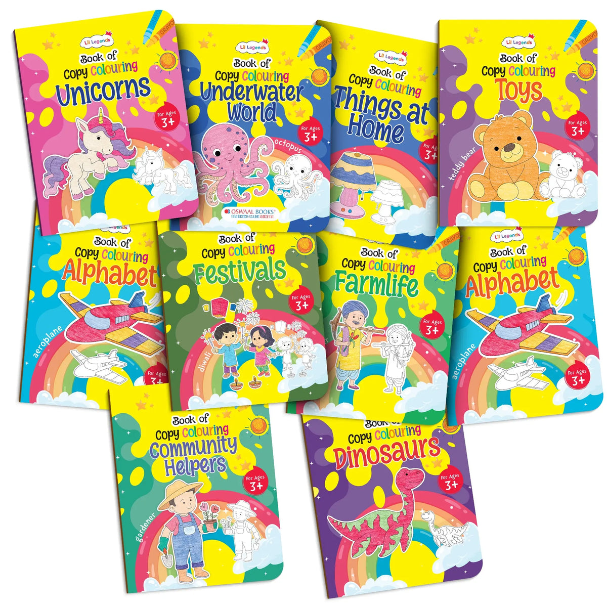Lil Legends Books Of Copy Colouring Mega Pack of 20 Books for Kids | Alphabet, Numbers, Toys, Fairies and More | Fun Activities and Vocabulary Booster | For Nursery/LKG/UKG | Age 3+| 