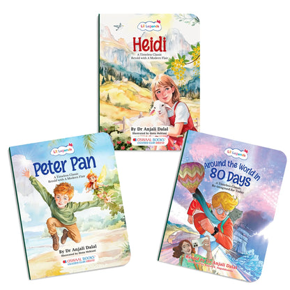 Lil Legends Timeless Classics Re-Imagined  for Today | Set of 3 Story Books | Heidi, Peter Pan and Around the World in 80 Days | Vocabulary, Imagination and Value Booster Stories | For Age 7+ 