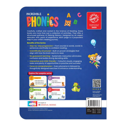 Lil Legends Incredible Phonics Level 2 Main Book for Kids | CVC Words, Short Vowels, 2 and 3 Letter Blending | Early Reading Foundation | Phonics Workbook | For UKG/ Class 1 | Age 4-6 