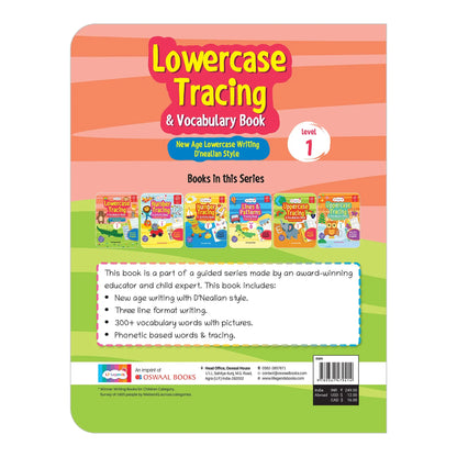 Lil Legends Writing Books Lowercase Tracing and Vocabulary Book Level | 1 New Age Lowercase Writing D'Nealian Style |  Small Letters Practise Workbook | For LKG/UKG | Age 4+ 