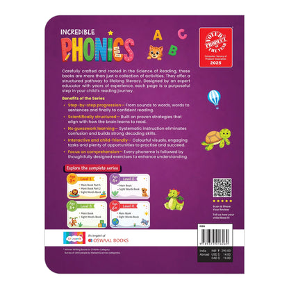Lil Legends Incredible Phonics Level 1 Part 1 Main Book for Kids | Letter Sounds, Tracing, Writing and Fun Activities | Beginner Phonics Workbook | For Nursery/LKG |  Age 3-5 