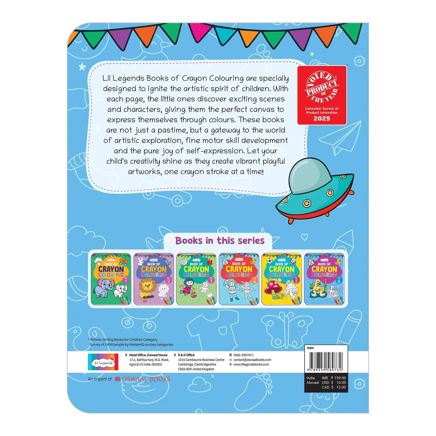 Lil Legends Book Of Crayon Colouring for Kids | Builds Focus, Creativity and Colour Recognition | Colouring Activity Book with Detailed Designs | For UKG/Class 1 | Age 5+ 