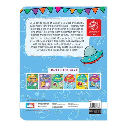 Lil Legends Book Of Crayon Colouring for Kids | Builds Focus, Creativity and Colour Recognition | Colouring Activity Book with Detailed Designs | For UKG/Class 1 | Age 5+ 