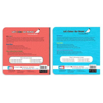 Lil Legends Let's Colour Set of 2 Colouring Books | Animals and Ocean | Travel-Friendly Hardboard Support | Boosts Focus and Creativity | For UKG/Primary | Age 4+ 