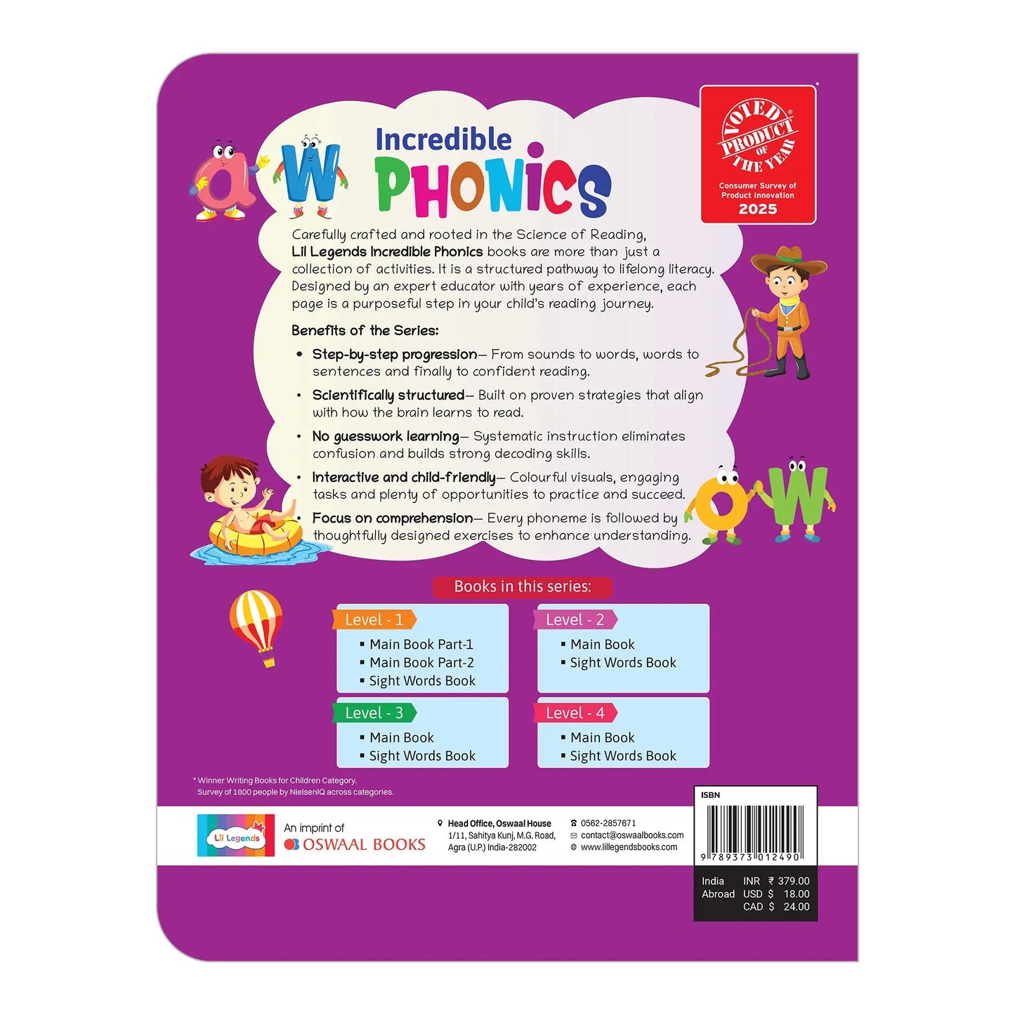 Lil Legends Incredible Phonics Level 4 Main Book for Kids | Long Vowels, Complex Blends, Multi-Syllabic Words | Phonics Reading Book | Advanced Phonics Workbook | For Class 1 and 2 |  Age 6-8 