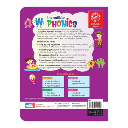 Lil Legends Incredible Phonics Level 4 Main Book for Kids | Long Vowels, Complex Blends, Multi-Syllabic Words | Phonics Reading Book | Advanced Phonics Workbook | For Class 1 and 2 |  Age 6-8 