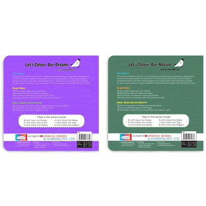 Lil Legends Let's Colour Set of 2 Colouring Books | Dreams and Nature | Travel-Friendly Hardboard Support | Boosts Focus and Creativity | For UKG/Primary | Age 4+ 