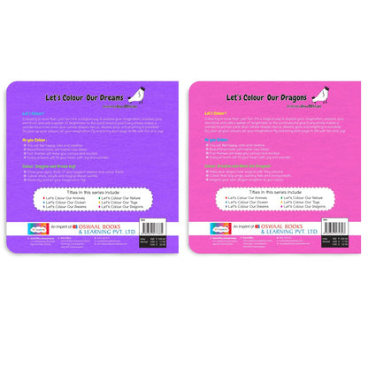 Lil Legends Let's Colour Set of 2 Colouring Books | Dreams and Dragons | Travel-Friendly Hardboard Support | Boosts Focus and Creativity | For UKG/Primary | Age 4+ 