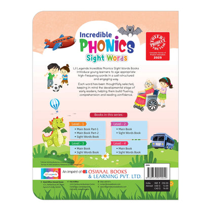 Lil Legends Incredible Phonics  Level 3 Sight Words Book for Kids | Tricky and High Frequency Words | Reading Fluency and Fun Activity Book | For Class 1 and  2 | Age 5-7 