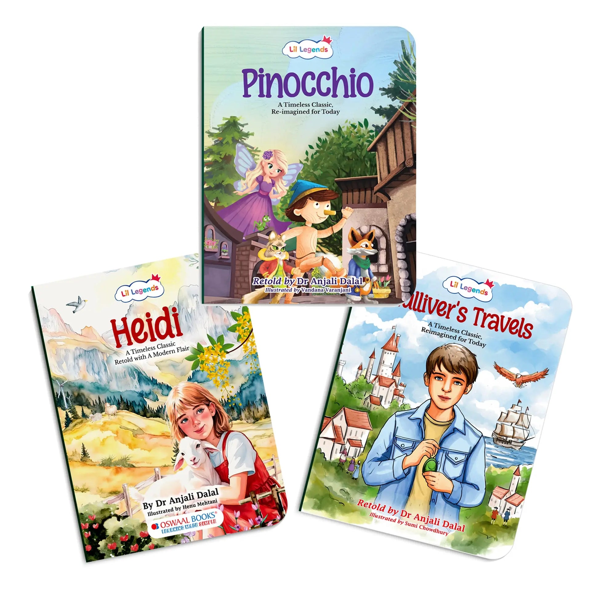 Lil Legends Timeless Classics Re-Imagined  for Today | Set of 3 Story Books | Heidi, Pinocchio and Peter Pan | Vocabulary, Imagination and Value Booster Stories | For Age 7+ 