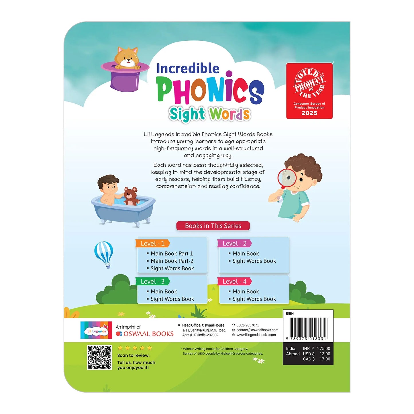 Lil Legends Incredible Phonics Level 1 Sight Words Book for Kids | High Frequency Words and CVC Words | English Reading and Activity Book | For Nursery/LKG |  Age 3-5 