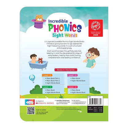 Lil Legends Incredible Phonics Level 1 Sight Words Book for Kids | High Frequency Words and CVC Words | English Reading and Activity Book | For Nursery/LKG |  Age 3-5 