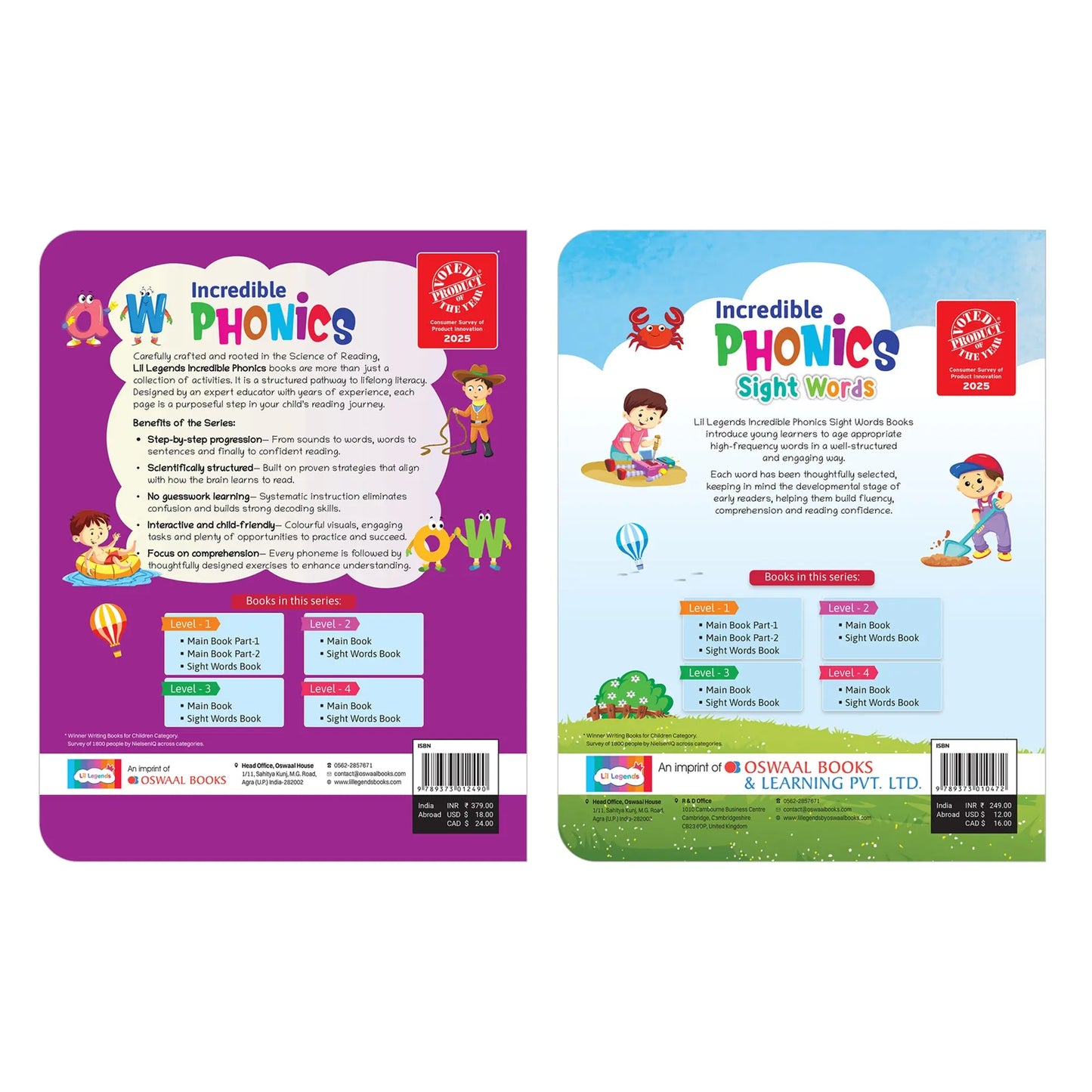 Lil Legends Incredible Phonics Level 4  Main Book and Sight Words Book | Set of 2 Books for Kids | Long Vowels, Complex Blends and High Frequency Words | For Class 1 and 2 | Age 6-8 