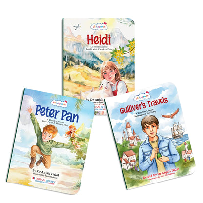 Lil Legends Timeless Classics Re-Imagined for Today | Set of 3 Story Books | Heidi, Pinocchio and Gulliver's Travels | Vocabulary, Imagination and Value Booster Stories | For Age 7+ 