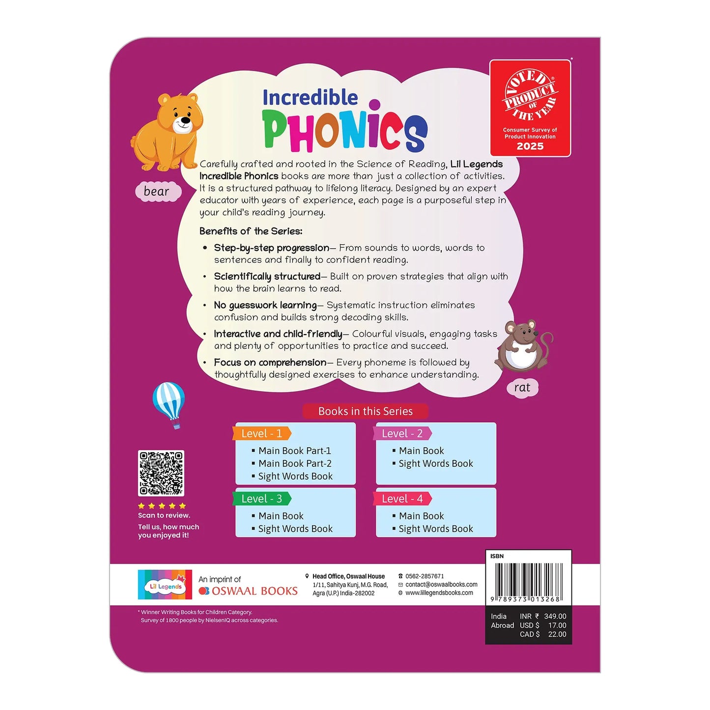Lil Legends Incredible Phonics Level 1 Main Book Part 2 for Kids | Letter Sounds, Tracing, Writing, Word Recognition and Fun Activities | Phonics Workbook | For Nursery/LKG | Age 3-5 