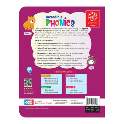 Lil Legends Incredible Phonics Level 1 Main Book Part 2 for Kids | Letter Sounds, Tracing, Writing, Word Recognition and Fun Activities | Phonics Workbook | For Nursery/LKG | Age 3-5 