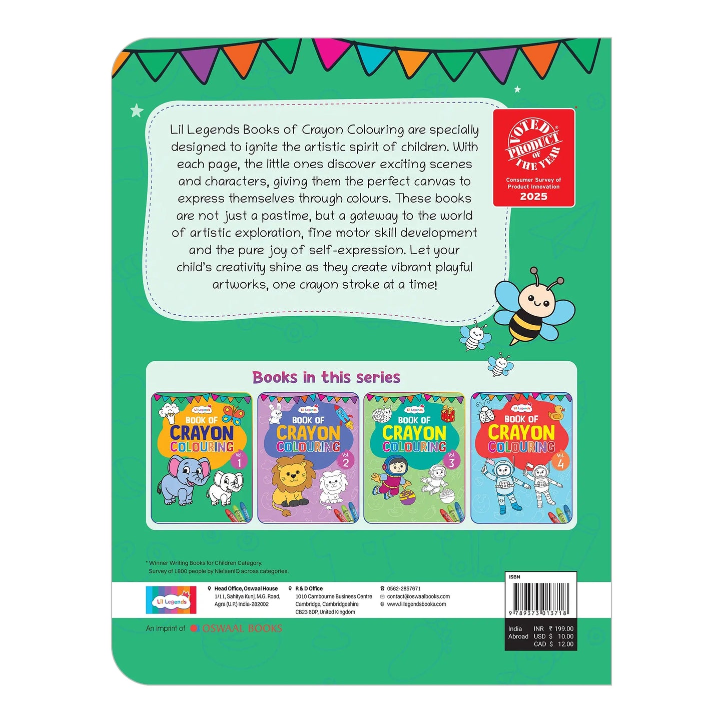 Lil Legends Crayon Colouring Book Vol 1 for Kids | Bold Outlines and Simple Designs | Animals, Birds and More | Fun Colouring Activity Book | For Nursery/LKG | Age 2+ 