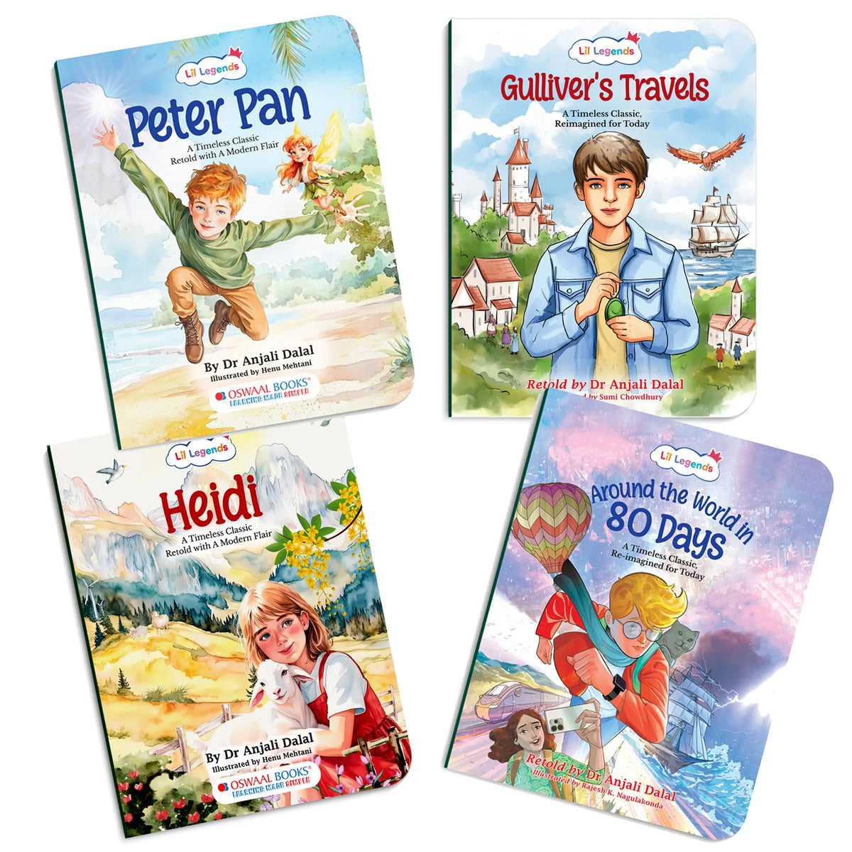 Lil Legends  Timeless Classics Re-Imagined for Today | Set of 4 Story Books | Heidi, Peter Pan, Gulliver's Travels and More | Vocabulary, Imagination and Values Booster Stories | For Age 7+ 
