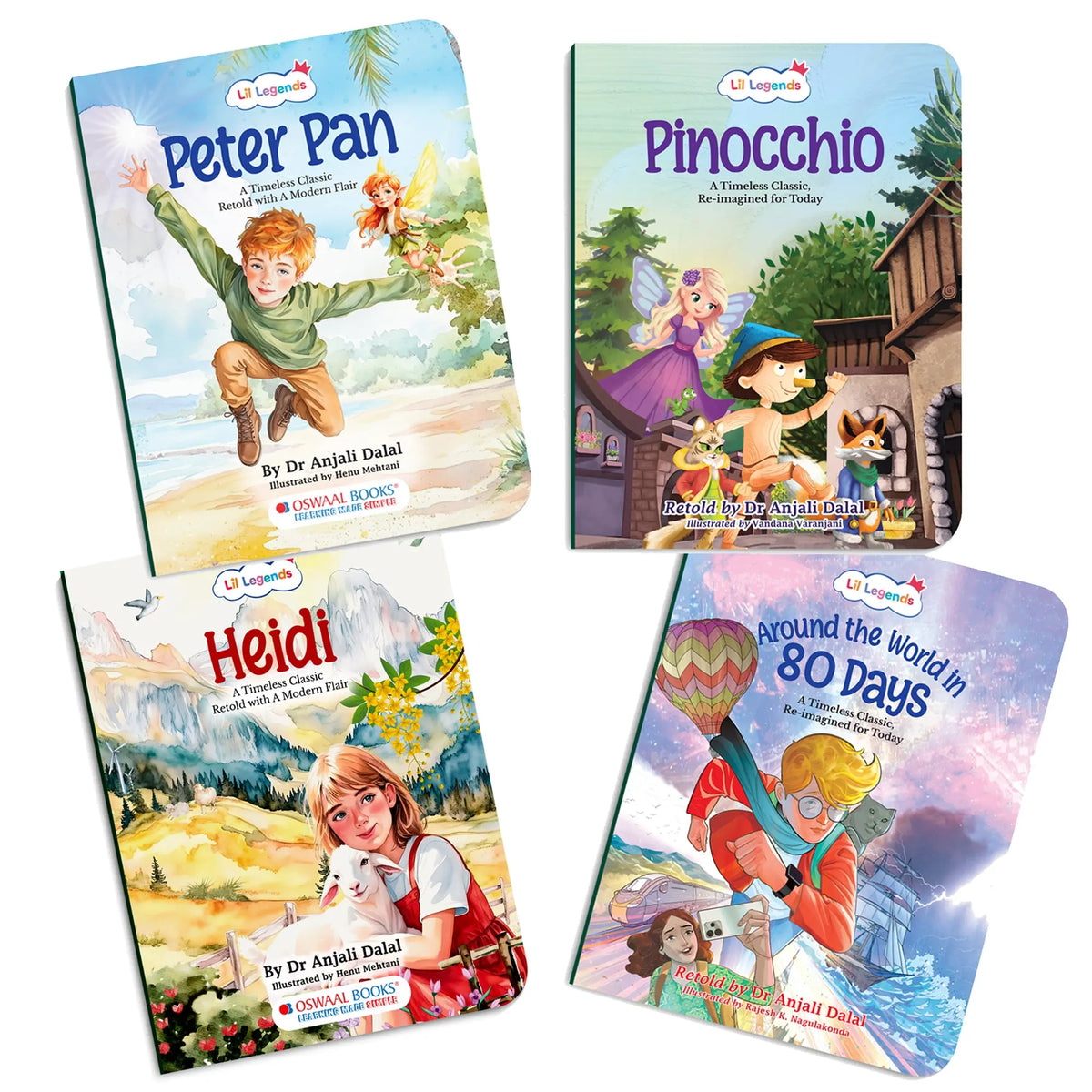 Lil Legends Timeless Classics Re-Imagined for Today | Set of 4 Story Books | Peter Pan, Around the World in 80 Days and More | Vocabulary, Imagination and Value Booster Stories | For Age 7+ 