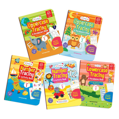 Lil Legends Complete Print Writing Pack | Set of 5 Books | Uppercase, Lowercase A-Z and Number Tracing 0-9 | India's First Pre-Writing Programme | Nursery/LKG/UKG | Age 2-6 